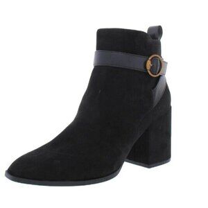 Vionic Boots Womens 8.5 Black Zipper‎ Square Toe Tenley Suede Leather New